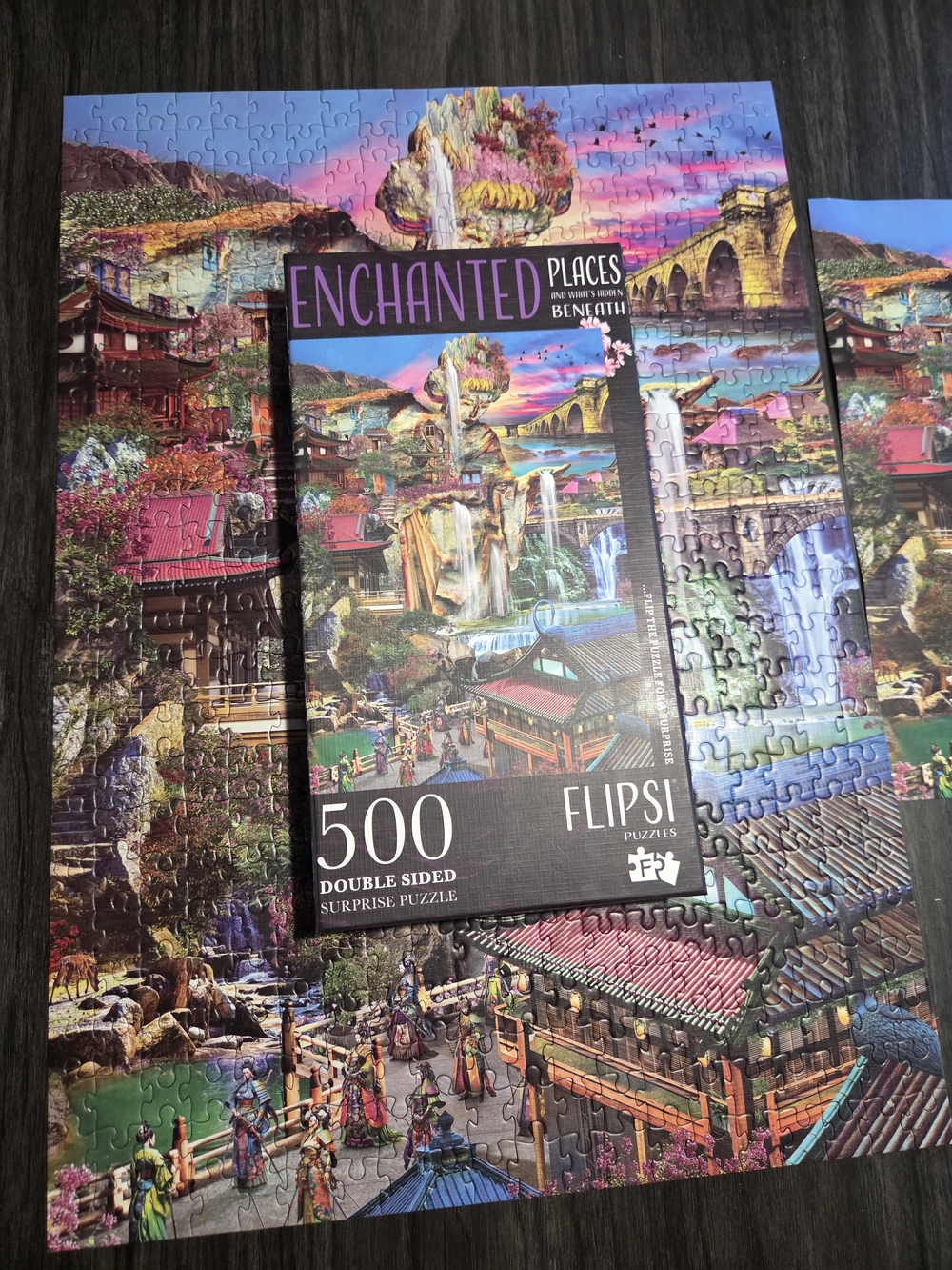 Flipsi Enchanted Places Double Sided 500 Piece Puzzle